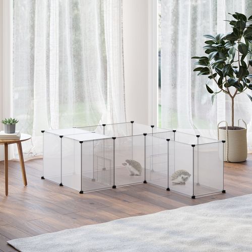 Enclos Parc Modulable Petits Animaux 20 Panneaux Noir Blanc