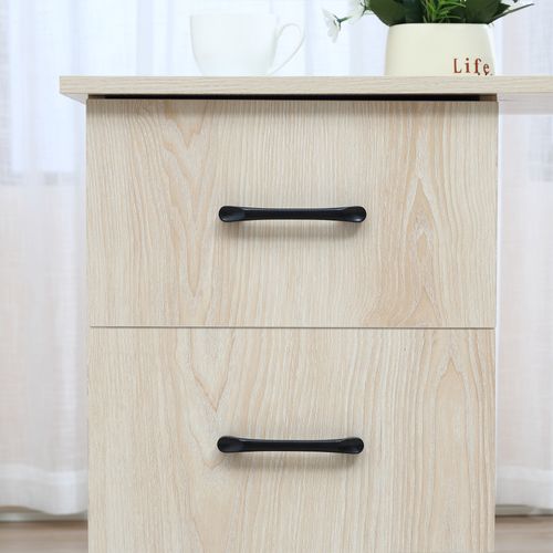 Bureau Informatique 3 Tiroirs 2 Étagères Aspect Bois