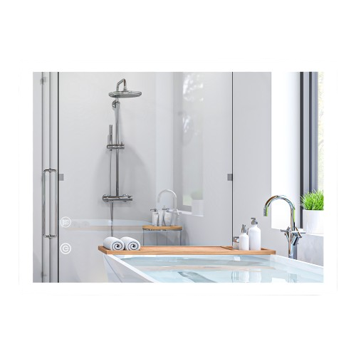 Miroir Mural Lumineux LED De Salle De Bain 80 X 60 Cm Transparent