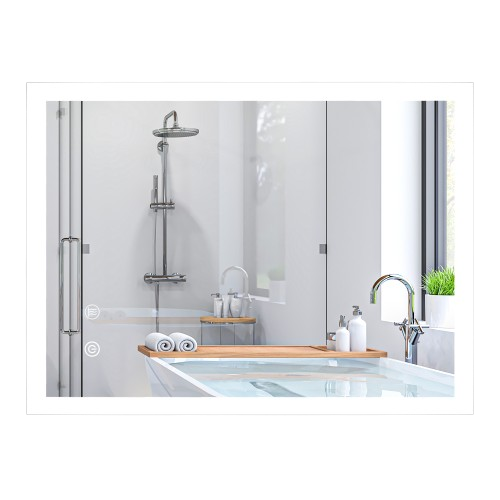 Miroir Mural Lumineux LED De Salle De Bain 70l X 50l Cm Transparent