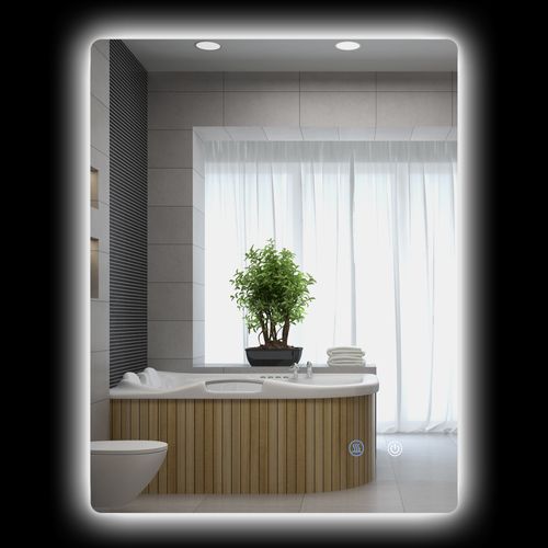 Miroir Rectangulaire Mural Lumineux LED 80 X 60 Cm Transparent