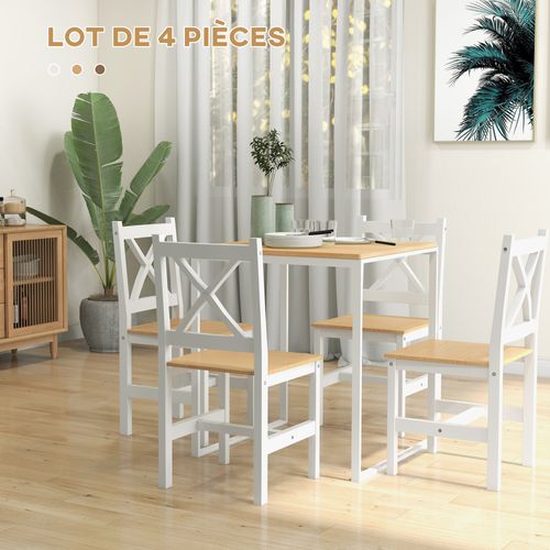 Lot De 4 Chaises De Salle à Manger Esprit Campagne Bois Blanc