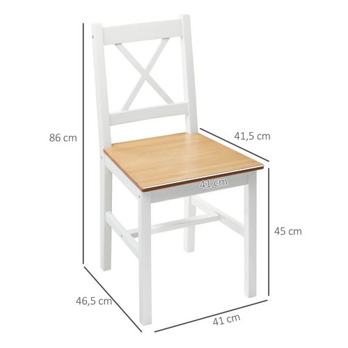 Lot De 4 Chaises De Salle à Manger Esprit Campagne Bois Blanc