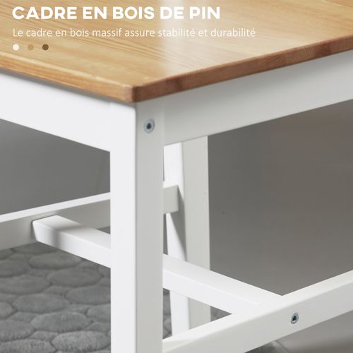 Lot De 4 Chaises De Salle à Manger Esprit Campagne Bois Blanc