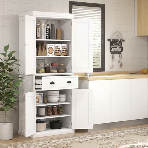 Buffet Haut Multi-rangement - 4 Portes, Grand Tiroir
