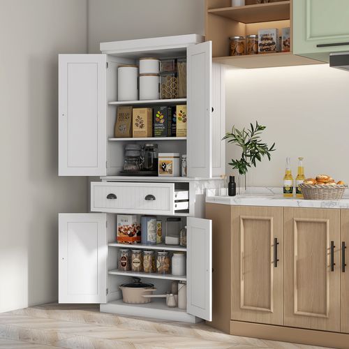 Buffet Haut Multi-rangement - 4 Portes, Grand Tiroir