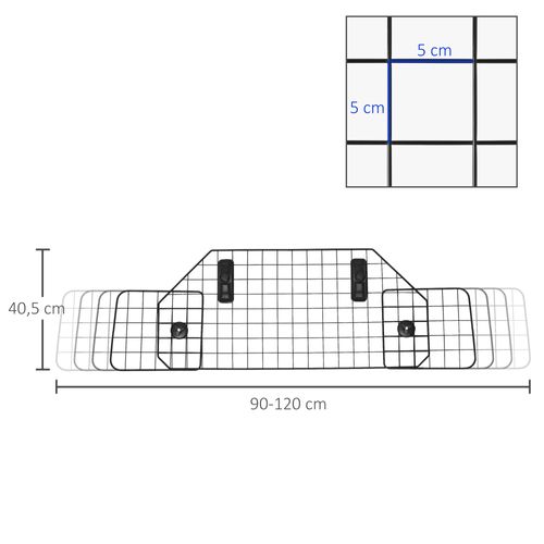 Grille De Séparation Voiture Réglable 90 à 120 Cm Pour Animaux