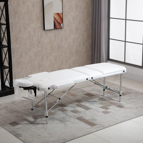 Table De Massage Pliable 3 Zones Réglable Alu. Synthétique Pvc Blanc