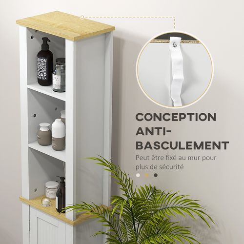 Meuble Colonne Salle De Bain Porte 2 Étagères 3 Niches