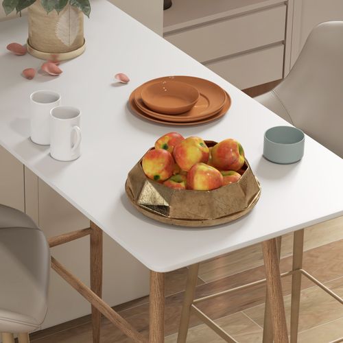 Table De Bar Rectangulaire Style Scandinave Acier Aspect Bois Mdf Blanc