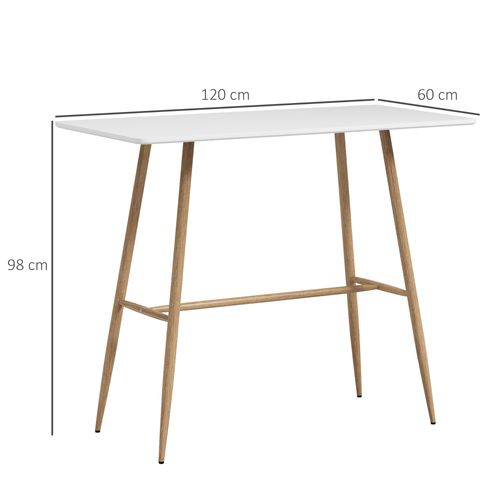 Table De Bar Rectangulaire Style Scandinave Acier Aspect Bois Mdf Blanc