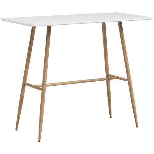 Table De Bar Rectangulaire Style Scandinave Acier Aspect Bois Mdf Blanc