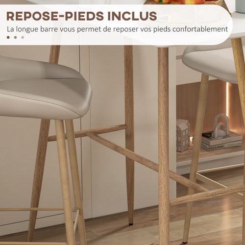 Table De Bar Rectangulaire Style Scandinave Acier Aspect Bois Mdf Blanc