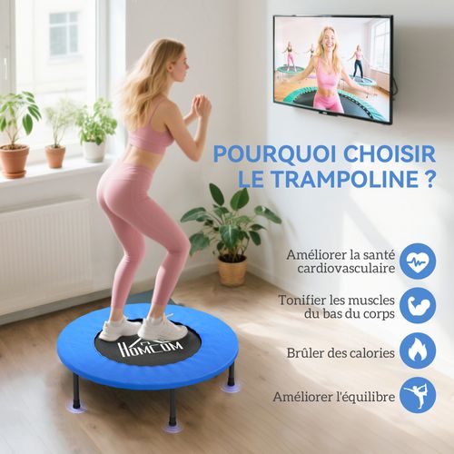 Mini Trampoline De Fitness Dia. 81cm Max. 100kg Noir Bleu