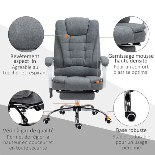 Fauteuil De Bureau Direction Massant Chauffant Tissu