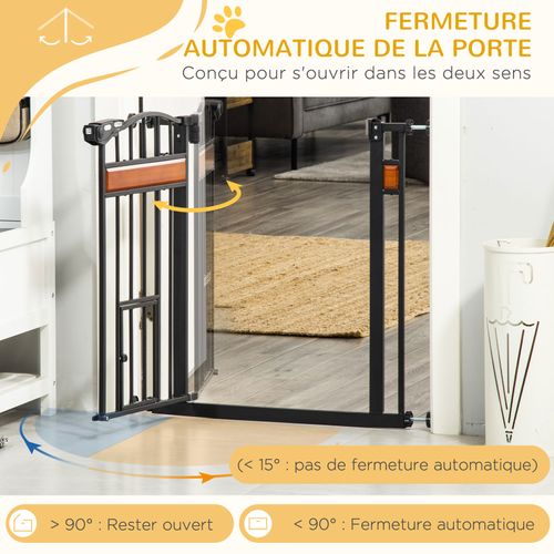 Barrière De Sécurité Animaux Réglable 2 Portes Verrouillables Acier Noir Pin