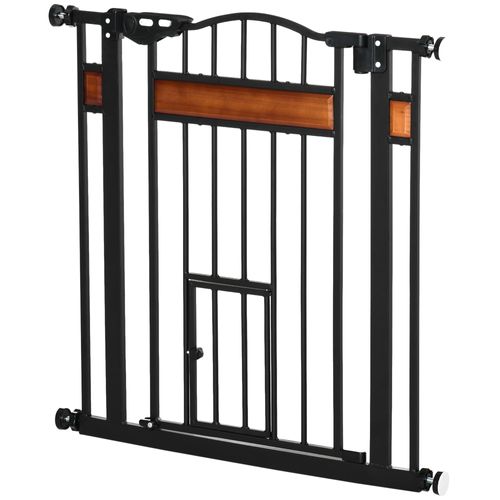 Barrière De Sécurité Animaux Réglable 2 Portes Verrouillables Acier Noir Pin