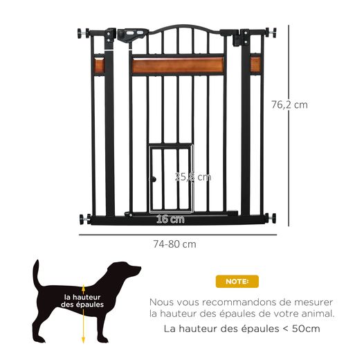 Barrière De Sécurité Animaux Réglable 2 Portes Verrouillables Acier Noir Pin