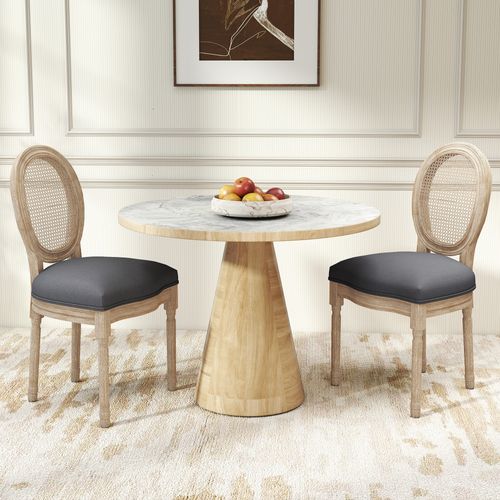 Lot De 2 Chaises Médaillon Louis Xvi Cannage Et Aspect Lin