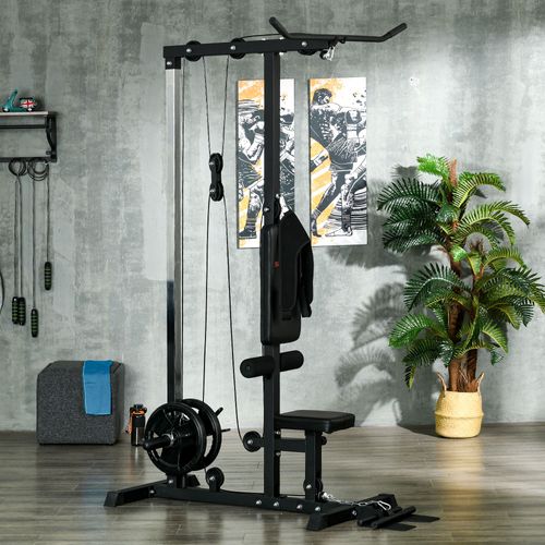 Station De Musculation Pour Tirage Poitrine - Lat Pulldown Machine Réglable - Noir