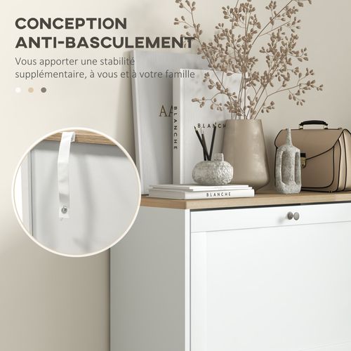 Meuble à Chaussures 3 Portes Battantes Style Classique Chic