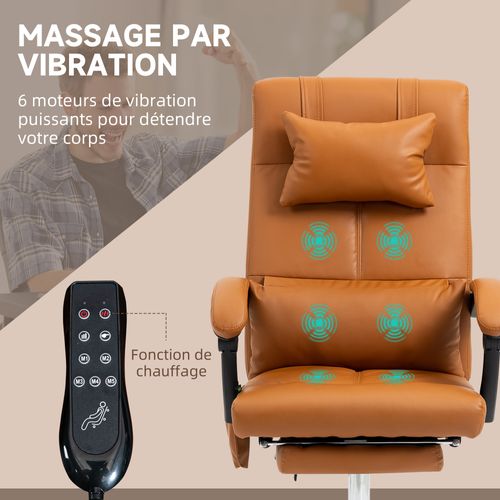 Fauteuil De Bureau Direction Massant Inclinable Avec Repose-pied Camel