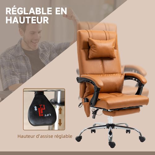 Fauteuil De Bureau Direction Massant Inclinable Avec Repose-pied Camel