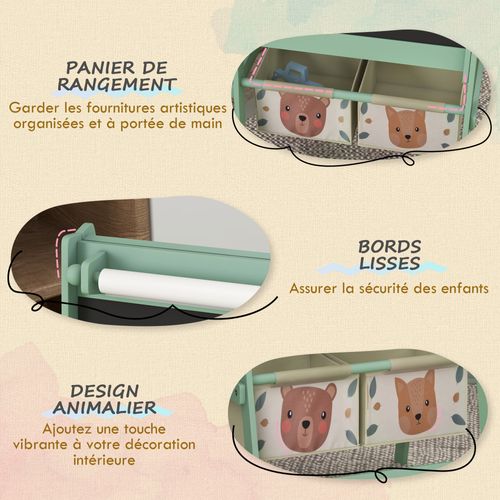 Tableau Blanc, Tableau à Craie, Rouleau Papier 3 En 1 Avec Rangements