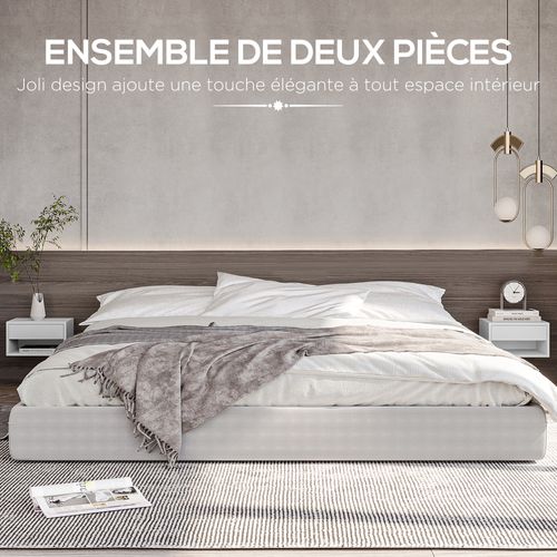 Lot De 2 Chevets Murales - Tiroir, Niche, Plateau