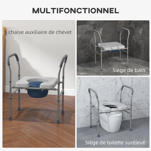Chaise Percée - Chaise De Douche Percée Réglable Antidérapante - Alu Pvc Gris
