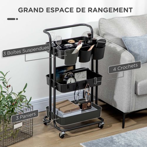 Desserte De Cuisine Multi-rangement Acier Abs