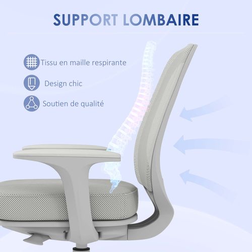 Chaise De Bureau Ergonomique Revêtement Maille Polyester