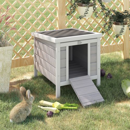 Clapier Lapin Niche Sur Pied - Rampe Porte, Toit Bitumé - Bois