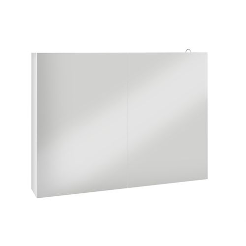 Armoire Miroir LED De Salle De Bain - 2 Portes, 2 Étagères - Blanc Laqué
