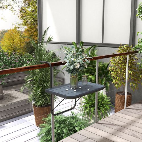 Table Suspendue Pliable De Balcon Réglable Alu Plastique Noir