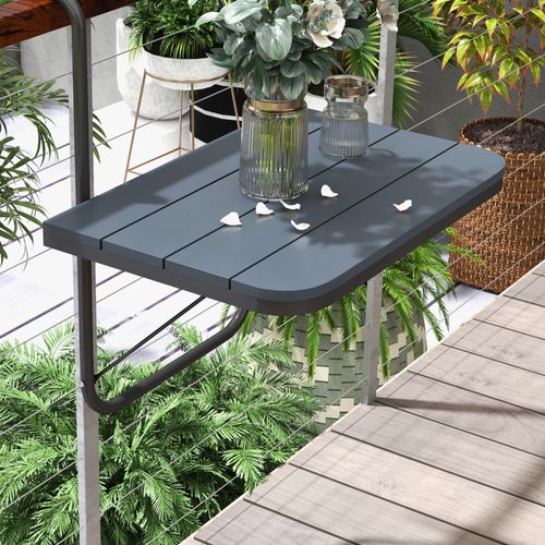 Table Suspendue Pliable De Balcon Réglable Alu Plastique Noir