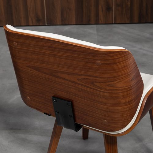 Lot De 2 Chaises Design Vintage Bois Aspect Noyer Pu Tissu