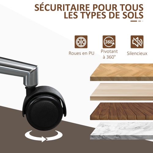 Chaise De Bureau Manager Design Vintage Bois Acier Pu Noir