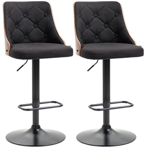 Lot De 2 Tabourets De Bar Design Vintage Chesterfield Bois Noir