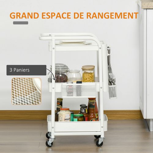 Desserte De Cuisine Multi-rangement Métal