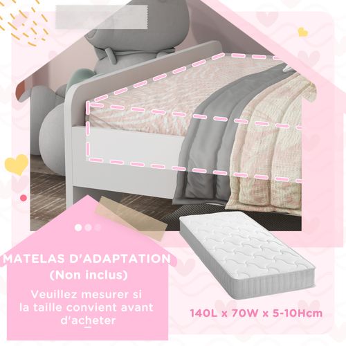 Lit Enfant Design Licorne - Sommier à Lattes Inclus - Rose