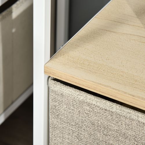 Meuble TV Bas Sur Pieds Style Industriel 2 Tiroirs Tissu