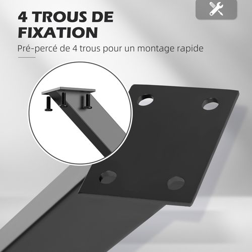 Lot De 2 Pieds De Table Design Industriel En Croix Acier Noir