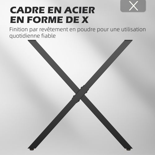 Lot De 2 Pieds De Table Design Industriel En Croix Acier Noir
