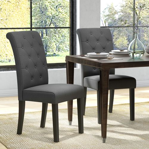 Lot De 2 Chaises Style Chesterfield Lin Anthracite