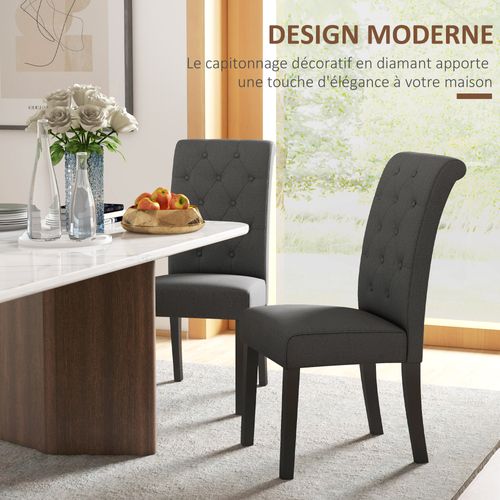 Lot De 2 Chaises Style Chesterfield Lin Anthracite