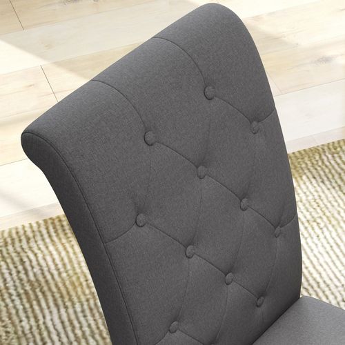 Lot De 2 Chaises Style Chesterfield Lin Anthracite