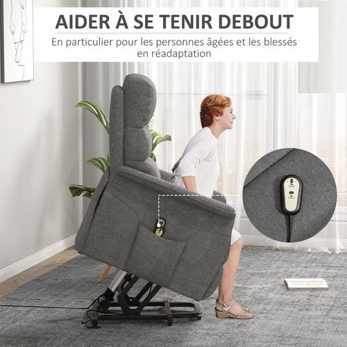 Fauteuil Releveur De Relaxation Réglable Électrique Tissu