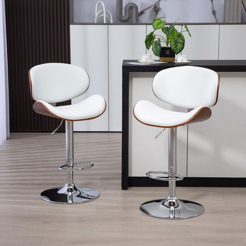 Lot De 2 Tabourets De Bar Design Contemporain Bois Pu