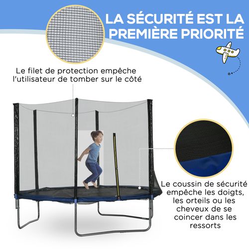 Trampoline D'extérieur D. 305 Cm Avec Filet De Sécurité, Poteaux Rembourrés Et Échelle